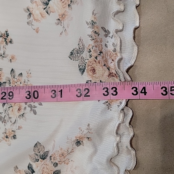 SHEIN Size XL Peachy Cream with Floral Pattern Mesh Overlay Midi Skirt, EUC - Picture 8 of 12